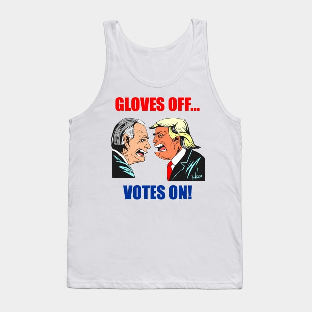 trump biden gloves off votes on comic red blue version Tshirt and Novelty gift Tank Top by SidneyTees